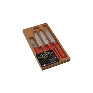 Coffret 4 couteaux cuisine bois rouge