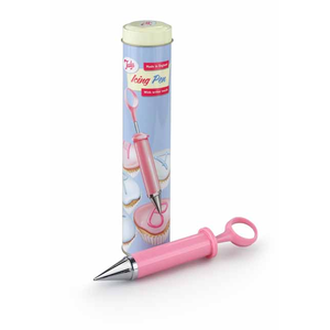 Icing pen with writer nozzle in tin
