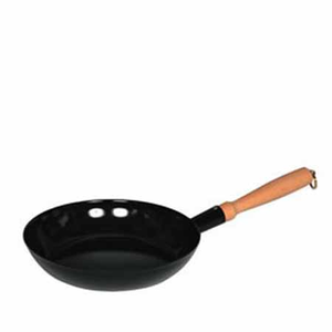 Poêle émaille noir avec poignée en bois Ø26cm