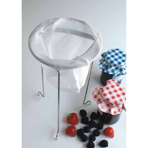 Jam Strainer Set:neteldoek+houder verchr.