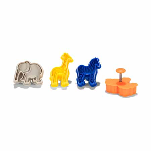 Découpoirs avec poussoir fruits animaux 4pcs