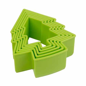 Set van 5 groene uitduwvormpjes boom pvc