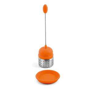 Theekogel silicone/inox oranje