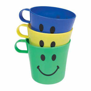 Set van 3 bekers smiley in kunststof (3 kleuren)