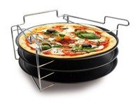 Pizzaplaten Ø30cm antikleef set van 3 + houder