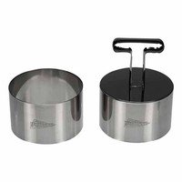 Set 2 cercles vacherin inox 9cm + poussoir boîte cadeau