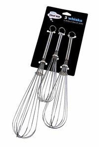 Set de 3 fouets 20,5cm, 22,9cm et 25,5cm