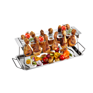 BBQ Kippenbil-rek groot inox