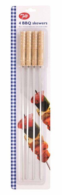 Brochettes BBQ lot de 4 avec poignée en bois - laatste stuks