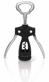Kurketrekker inox met zwarte rubber