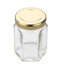 Bocal hexagonal avec couvercle blanche 55ml=2oz