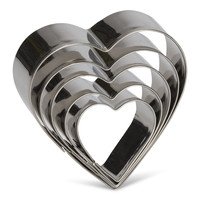 Uitduwvormpjes hart inox 5st. (4-5-6-7-8cm) (A)