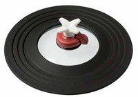 Couvercle noir ronde en verre avec bord en silicone Ø30cm