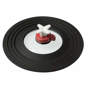 Couvercle noir ronde en verre avec bord en silicone Ø30cm