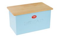 Boîte à pain bleu avec couvercle /planche à couper en bois - laatste stuks