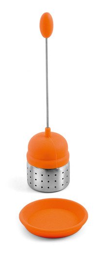 Theekogel silicone/inox oranje