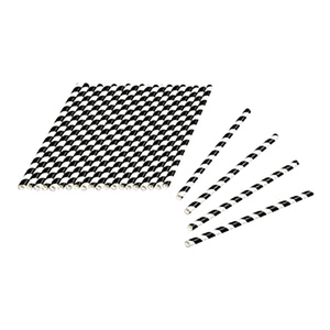 Pailles 24pcs. en papier noir/blanc