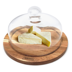 Planche à fromage acacia 25cm avec cloche en verre