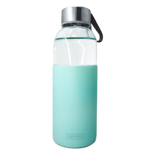 Drinkfles glas-silicone 400ml turkoois