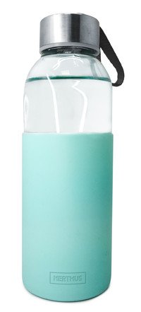 Drinkfles glas-silicone 400ml turkois