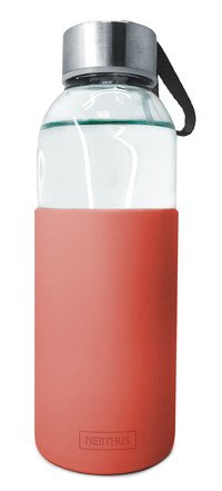 Gourde verre-silicone 400ml corail