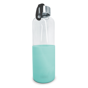 Drinkfles glas-silicone 600ml turkoois