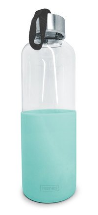 Drinkfles glas-silicone 600ml turkois - Laatste stuks