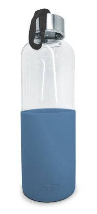 Drinkfles glas-silicone 600ml leisteen