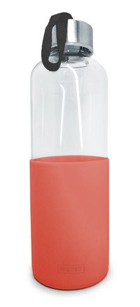 Drinkfles glas-silicone 600ml koraal
