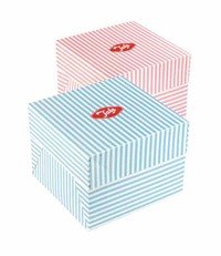 Cakedoos blauw gestreept 25x25cm (5) - laatste stuks