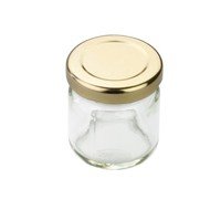 Ontbijt MINI glazen bewaarpot + gouden schroefdeksel  1/5oz