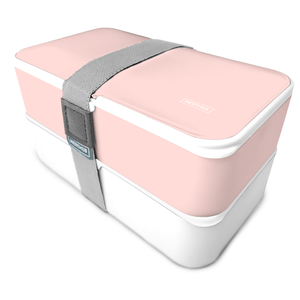 Lunchbox roze 2 vakken + bestek