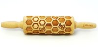 Decoratie-deegrol 23cm Honeycomb hout