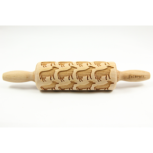 Decoratie-deegrol 23cm Cows hout
