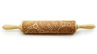 Decoratie-deegrol 43cm Paisley hout - Laatste stuks