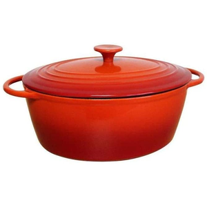 Cocotte ovaal gietijzer 34x26cm rood