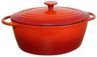 Cocotte ovaal gietijzer 34x26cm rood