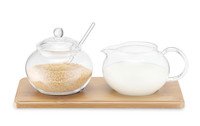 Set sucrier  et crémier sur plateau bambou
