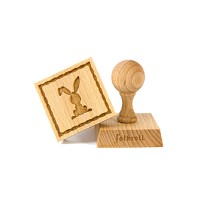 Koekjesstempel Easter bunny vierkant hout
