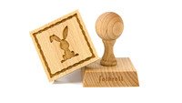 Koekjesstempel Easter bunny vierkant hout