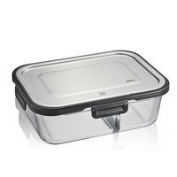 Bewaardoos rechth. glas m/inox deksel Milo 450+750ml (4/8)