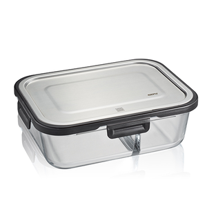 Bewaardoos rechth. glas m/inox deksel Milo 450+750ml (4/8)