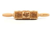 Decoratie-deegrol 23cm Roses stamps hout