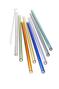 Pailles en verre transparent coloré Future 23cm 8pcs + brosse