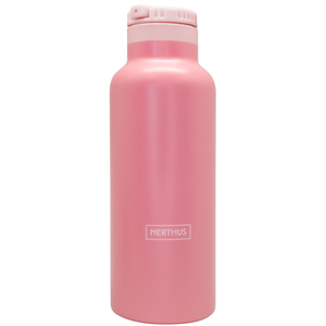 Gourde vacuum 500ml avec paille 2 teintes rose (chaud et froid)