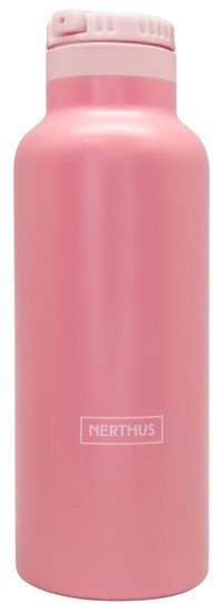 Gourde vacuum 500ml avec paille 2 teintes rose (chaud et froid)