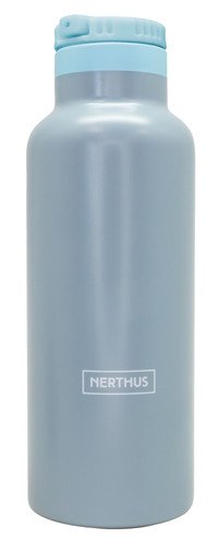 Gourde vacuum 500ml avec paille 2 teintes gris (chaud et froid)