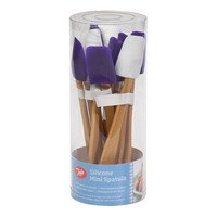 Pannenlikker silicone mini met houten handvat - Display 12st