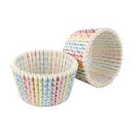 Moule cupcake en papier des points en couleurs arc en ciel 100pcs.