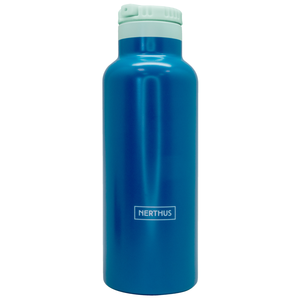 Gourde vacuum 500ml avec paille 2 teintes bleu (chaud et froid)